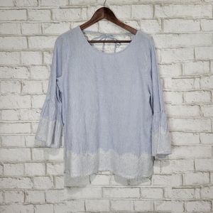 Jun & Ivy cute tie-back long sleeve blouse